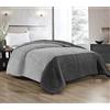 IlGruppone Trapunta Invernale In Tessuto Sherpa Flanellato Caldo Piumone In Morbida Microfibra Effetto Velluto Bicolore Coperta Flannel Un Lato Tinta Unita Un Lato Fasciato - Grigio-Titanio - Matrimoniale