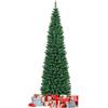 COSTWAY Albero di Natale Slim 150/180/210/240/270 cm, Albero di Natale Artificiale con 220/400/700/1000/1500 Rami e Base in Metallo, Decorazioni Natalizie per Casa e Negozio (210 CM)