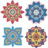 GORGECRAFT 4 pz Fiore Della Vita Vetrofania Meditazione Statica Finestra Si Aggrappa Mandala Colorato Pellicola per Vetri Non Adesiva Cerchio Adesivi per Porte Scorrevoli In Vetro per Evitare Che
