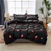 Loussiesd Set copripiumino reversibile con fragola rossa set di biancheria da letto a tema frutta copripiumino in poliestere con 2 federe per letto singolo