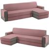 SalGiu Copridivano Trapuntato Con Penisola Reversibile Destra Sinistra Double Face Salvadivano (3 Posti, Cipria)