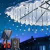 Aigostar Luci Natalizie Solari per Esterno - Tenda Lampade a Cascata 3M+5M*0.4M - 100 LED - 8 Modalità - IP65 - Creare un'Atmosfera Magica per Natale, Balcone, Finestre e Feste - Bianco Freddo