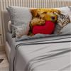 PETTI Artigiani Italiani - Lenzuola Animali con Gatti e Cani in Cotone con Federe in Stampa Digitale, Lenzuola Matrimoniali, Completo Letto Matrimoniale Grigio Chiaro, 100% Made in Italy