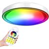 Froadp Lampada da soffitto da 60 W, dimmerabile, RGB LED, con telecomando, diametro 50 cm, rotonda, a risparmio energetico, IP44, impermeabile, per bagno, soggiorno, camera da letto (tipo C, anello