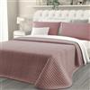 Clara Home Milano CLARA HOME Trapuntino Matrimoniale Colore Cipria, Copriletto in Velluto Cinigliato Manopesca, Trapunta Leggera Mezza Stagione, Copriletto Trapuntato, Made in Italy