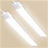 Litglobe Neon LED 115cm con Sensore di Movimento 2 Pezzi,40W Collegabili Tubo Neon,3000K Bianco Caldo Barra LED con Spina,4000LM IP65 Impermeabile Plafoniera Soffitto per Cucina Officina Garage Ufficio