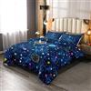 Loussiesd Copriletto trapuntato con galassia 3D per bambini e ragazzi, copriletto a tema spaziale 230x220cmCartoon pianeti stelle trapunta universo cielo stellato collezione camera da letto 3 pezzi