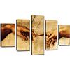 canvashop Quadri moderni soggiorno Michelangelo La Creazione di Adamo 5 pezzi 166X90 cm stampe da parete su tela canvas quadro arte arredo camera da letto casa