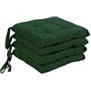 Corredocasa Set di 4 Cuscini per Sedia con Lacci a 4 Punti, Imbottiti e Rivestiti in Policotone - Design Confortevole, Made in Italy, Coprisedie in Diversi Colori per Cucina Casa (Verde)