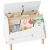 WOLTU Panca Contenitore per Bambini, Contenitore Porta Giocattoli in Legno a Coccodrillo, Cassapanca con Scomparto Chiuso e Aperto, Bianco, 49,5x30x44,5cm