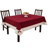 Corredocasa Copritavolo in Tela di Canapa Tinta Unita con Balza Decorata Made in Italy - Tovaglia Arredo in Poliestere Resistente -Copri Tavolo Lavabile Cucina Sala Pranzo (Fiocco, 140x140, Bordeaux)