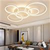 Lfoute Plafoniera A LED Lampada Da Soffitto in Soggiorno Moderno Dimmerabile Con Telecomando Lampadario Rotondo Camera Da Letto Sala Da Pranzo Ufficio Sospensione Illuminazione Da Interni 6 Anelli,Bianca