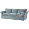 KYJSW Copridivano in Velluto 1/2/3/4 Posti, Copridivani Ektorp Elasticizzato Antiscivolo con Fodera Separata per Schienale E Federa per Cuscino (Azzurro,Grande 3 Posti 7 PCS)