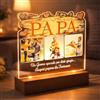 PV Grafik® Lampada Papà Personalizzata con 3 Foto e Dedica - Regalo Festa del Papà Originale - Targa Plexiglass con Base in Legno - Idea Regalo Compleanno da Figlio e Figlia(BaseLed3)