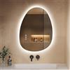 S'AFIELINA Specchio Bagno con Luce LED, Specchio Bagno Retroilluminato Asimmetrico 65x40 cm, Interruttore Touch,Dimmerabile, 3 Temperature di Colore, Antiappannamento, Specchi da parete per bagno