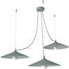 L+ Lampadario soggiorno a sospensione decentrato, in metallo, forma conica, Lampadario cucina, diametro 40cm, colore verde