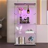 HYNHXBP Vetrina in Vetro a 4 Ripiani con LED, Vetrinetta Espositiva con 2 Ante e Serratura, Vetrina Soggiorno Moderna, per Camera da Letto, Soggiorno e Sala da Pranzo, 80,49x36,49x163,9 cm, Bianco