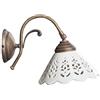 arterameferro Applique Lampada da parete in ottone con ceramica traforata Bianca
