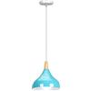 WOTTES Lampada sospensione moderna interni Lampadas sospensiones E27 Luci Lampadario Paralume in metallo+legno Illuminazione per cucina Camera da letto Soggiorno (Blu 1Pz)