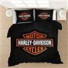 NICHIYO, set copripiumino e federe, motivo: Harley Davidson Motorcycle, in microfibra, con stampa digitale 3D, set da 3 pezzi (10, 180 x 210 cm + 80 x 80 cm)