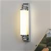 OOWOKS Lampada da Parete Bauhaus 12W LED Applique Moderna a 3 Temperature di Colore (Calda/Fredda/Naturale) Paralume in Vetro Bianco Cilindrico Base Cromata Luce a Specchio per Camera da Letto