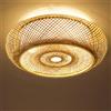 Begoniape Lampada da soffitto in bambù, stile retrò, 3 luci, per corridoio, boho, tessuto a mano, in legno, 40 x 14 cm, lampada a sospensione in rattan per LED/lampadina/lampada fluorescente