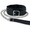 Heavelove Collare girocollo gotico in pelle PU, foderato in pelliccia di poliuretano, collare per animali domestici con lunga e resistente catena staccabile per animali domestici (nero)