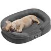 Feandrea Cuccia per Cani di Taglia Media, 76 x 51 x 18 cm, Ortopedica, Rivestimento Impermeabile, Bordi Rialzati, Sfoderabile e Lavabile, Antiscivolo, Grigio Ardesia PGW281GN01
