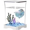 Generic Betta Fish Tank - Tavolo per acquario | Fighter Nano Tank, bianco, con filtro integrato, kit di base per pesci Betta con lampada LED rettangolare per decorazione da tavolo