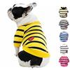 SMALLLEE_LUCKY_STORE Maglietta a righe con bulldog francese per cani di taglia piccola e media con cuore rosso scintillante, vestiti estivi Frenchie Pug English Pitbull Boston Terrier, giallo, XL