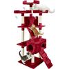 AQPET Tiragraffi Manhattan 170 cm con Cuccia per Gatti Albero Parco Giochi Gioco Tira Graffi per Gatto Rosso