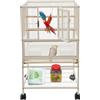 DOPBENT Gabbia per uccelli con supporto, casetta per uccelli con ruote, 46 x 48,5 x 83 cm, per pappagalli, gabbia per pappagalli, bianco
