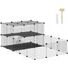 PawHut Recinto per Conigli, Porcellini d'India e Roditori Modulabile, Box per Animali con Accessori Montaggio in Metallo, 175x105x70cm, Nero
