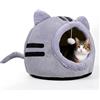 Highlandhue Cuccia per gatti Highlandhue per gatti domestici, forma di gatto 40x40x32cm, grande cuccia per gatti grigio scuro, cuccia pieghevole per gatti con cuscini lavabili, tenda per gatti per gattini