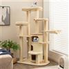 GYMAX Tiragraffi per Gatti, 95 x 68 x 173 cm, Tronchi in Sisal, Ideale per Gatti Grandi Adulti (BEIGE)