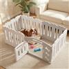MAMIZO Recinto per Cani Interno Esterno alto 60cm, Box Cani 5+1 PCS Pannelli, Recinzione Gatti Pieghevole, Recinto Gatti in Plastica con Cancello, Incluse Ventose e Ancoraggi a Terra, Grigio-Bianco