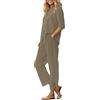 Shfebrinox Set di Lino per Le Donne 2 Pezzi Estate Elegante Tuta a Gamba Larga da Donna Casual a Maniche Corte Set Palestra semplicità Colore Puro Activewear Flowy Loose Fit Outfit Elegante Ufficio