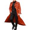 Generisch Trench Coat - Cappotto lungo da uomo, con colletto dentellato, in tinta unita, a doppio petto, termico, per l'inverno, per feste e per il lavoro, Colore: arancione., S