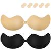 Yutdeng 1/2 Paia Donna Reggiseno Adesivo Push Up Reggiseno Invisibile Senza Spalline Schiena Scoperta Riutilizzabile Coppe Adesive Seno con 5 Copricapezzoli per Festa Matrimonio