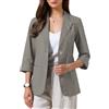 Allegra K Blazer Casual da Donna Estivo Giacca Leggera in Cotone e Lino con Maniche a 3/4 Grigio XL