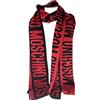 Moschino Sciarpa fantasia logo grande rosso nero lurex