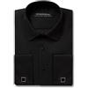 MrDoubleCollar Top Mens Wear nero doppio polsino formale camicia slim fit include gemelli in metallo manica lunga, Nero , XL