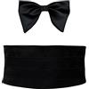 Remo Sartori - Set Fusciacca Fascia da Smoking e Papillon da Annodare in Seta Nero, Chiusura Regolabile, Made in Italy,Uomo (Circonferenza da 90 a 110)