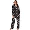 Peanuts Snoopy Pigiama Donna Lungo Manica Set Pigiami Classico Bottone Giù Carina Abbigliamento da Casa Regali per Lei (XL, Nero)