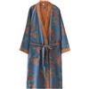 PRINCESS BRIDE Camicia da notte tradizionale Hanfu in cotone con doppia garza, lunghezza media, con stampa con cintura e cravatta, pigiama ampio, comodo camicia da notte per sudore, yukata sauna a vapore, kimono da
