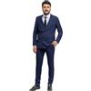 VEQUÈ Abito Uomo Doppiopetto Gessato Casual Completo Giacca Pantaloni Cerimonia VEQUE (IT, Numero, 52, Regular, Regular, Blu)