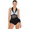 YEAHDOR Abito da Pattinaggio Artistica Donna con Strass Piume Body Danza Classica Senza Manica Body da Ginnastica Ritmica Costume da Jazz Samba Rumba Salsa Bianco L