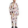 Novastar Set pigiama da uomo in seta, comodo e colorato, con stampa gelato, girocollo, maniche lunghe, pigiama da casa, Stile-18, L