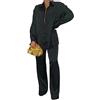 ORANDESIGNE Completo Donna Elegante Tailleur Cerimonia Curvy Set Coordinato Abbigliamento Pantaloni e Camicia Moda Casual Chic Tuta 2 Pezzi Completino Outfit Business Suit a Nero 3XL