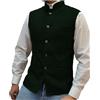 KBLDOPN Gilet da uomo elegante senza maniche con colletto alla coreana e bottoni, vestibilità slim fit, a spina di pesce Matrimonio Lavoro Cerimoni(Green,XXL)